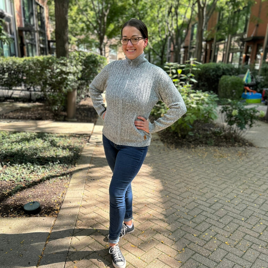 Ribbed Full Zip Alpaca Cardigan - Mock Neck