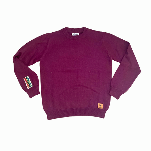 Alpaca Crew Neck Sweater - Eggplant