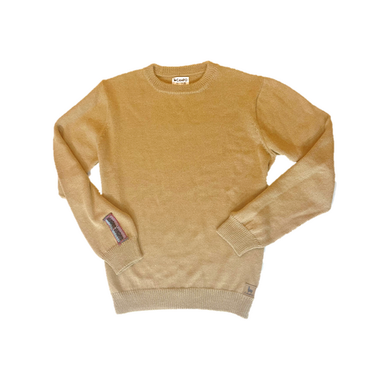 Alpaca Crew Neck Sweater in Hazelnut – flat lay showing full design