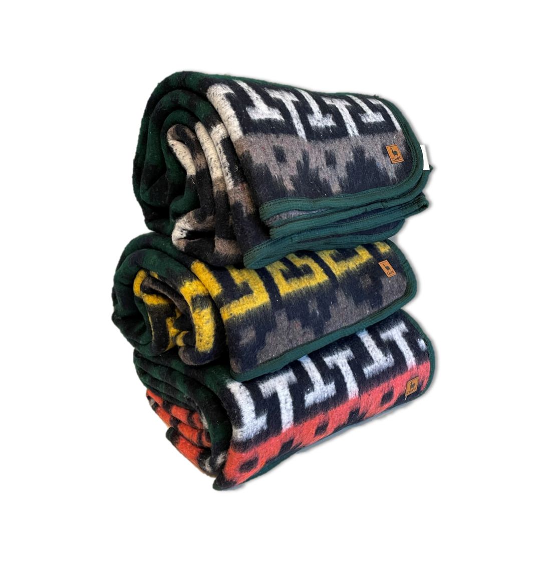 Recycled Alpaca Blend Blanket - Geometric - Green