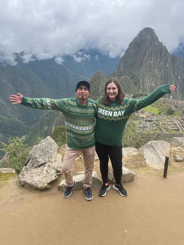 Fair Isle Green & Yellow Alpaca Crew Neck Sweater