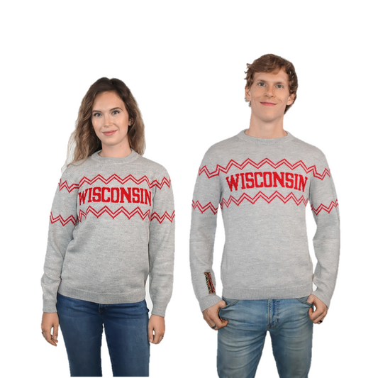 Wisconsin Crew Neck Alpaca Sweater - Light Gray