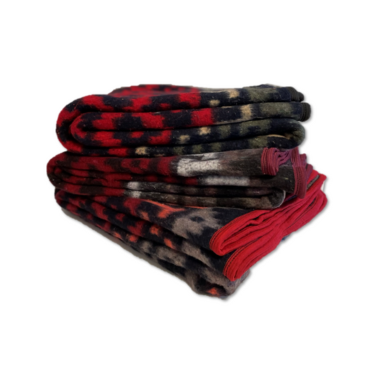Recycled Alpaca Blend Blanket - Geometric - Red