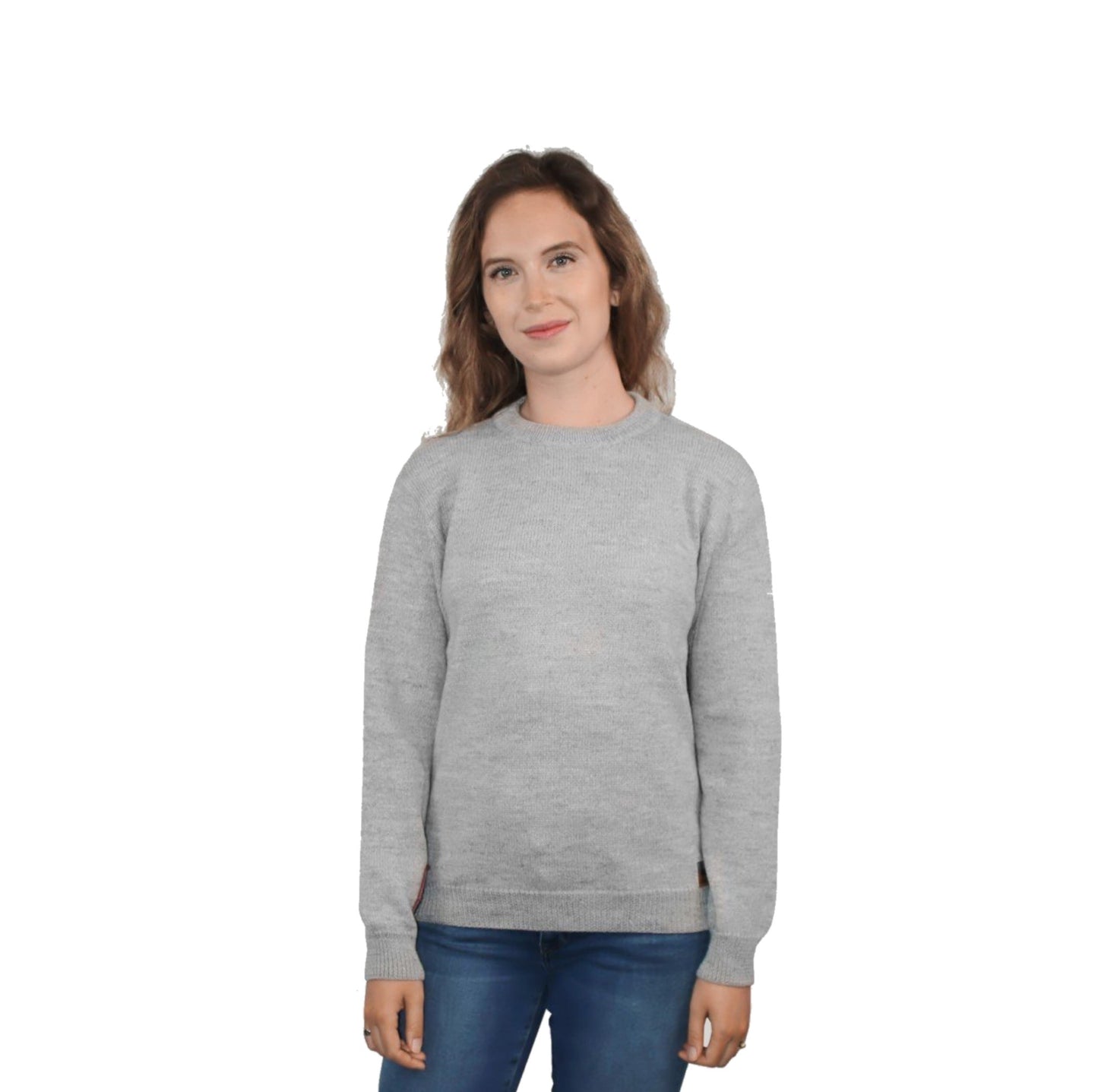 Alpaca Crew Neck Sweater - Light Gray