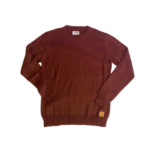 Alpaca Crew Neck Sweater - Maroon