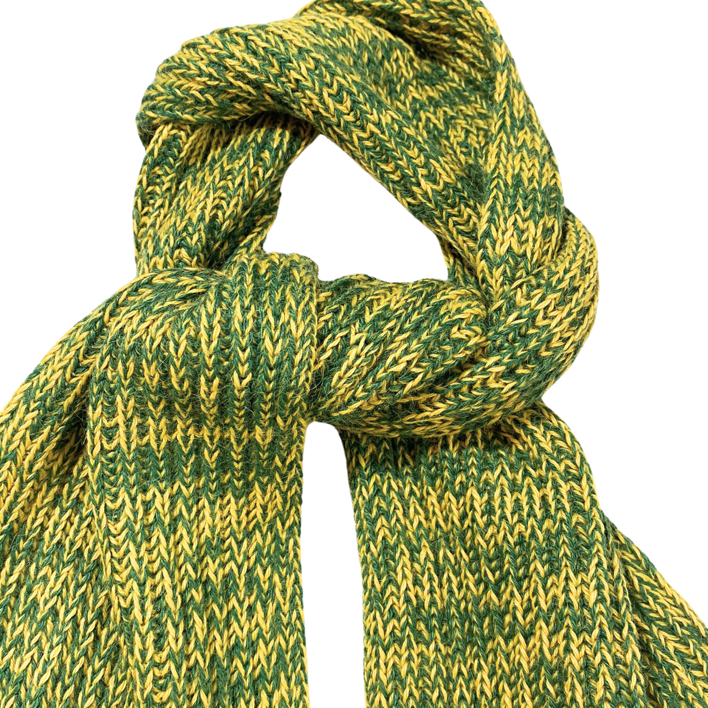 Alpaca Knitted Scarf - Green and Yellow