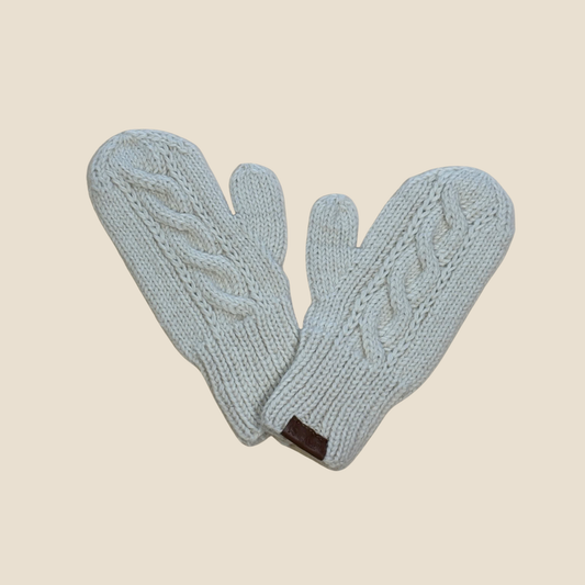 Alpaca Cable Knit Mittens - 100% Baby Alpaca (WS)