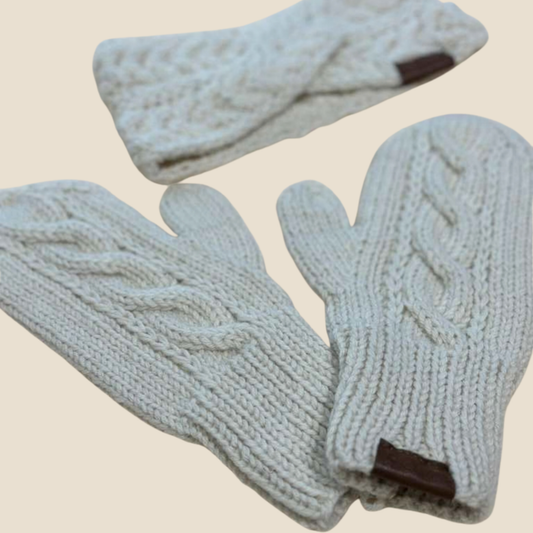Alpaca Cable Knit Mittens - 100% Baby Alpaca (WS)