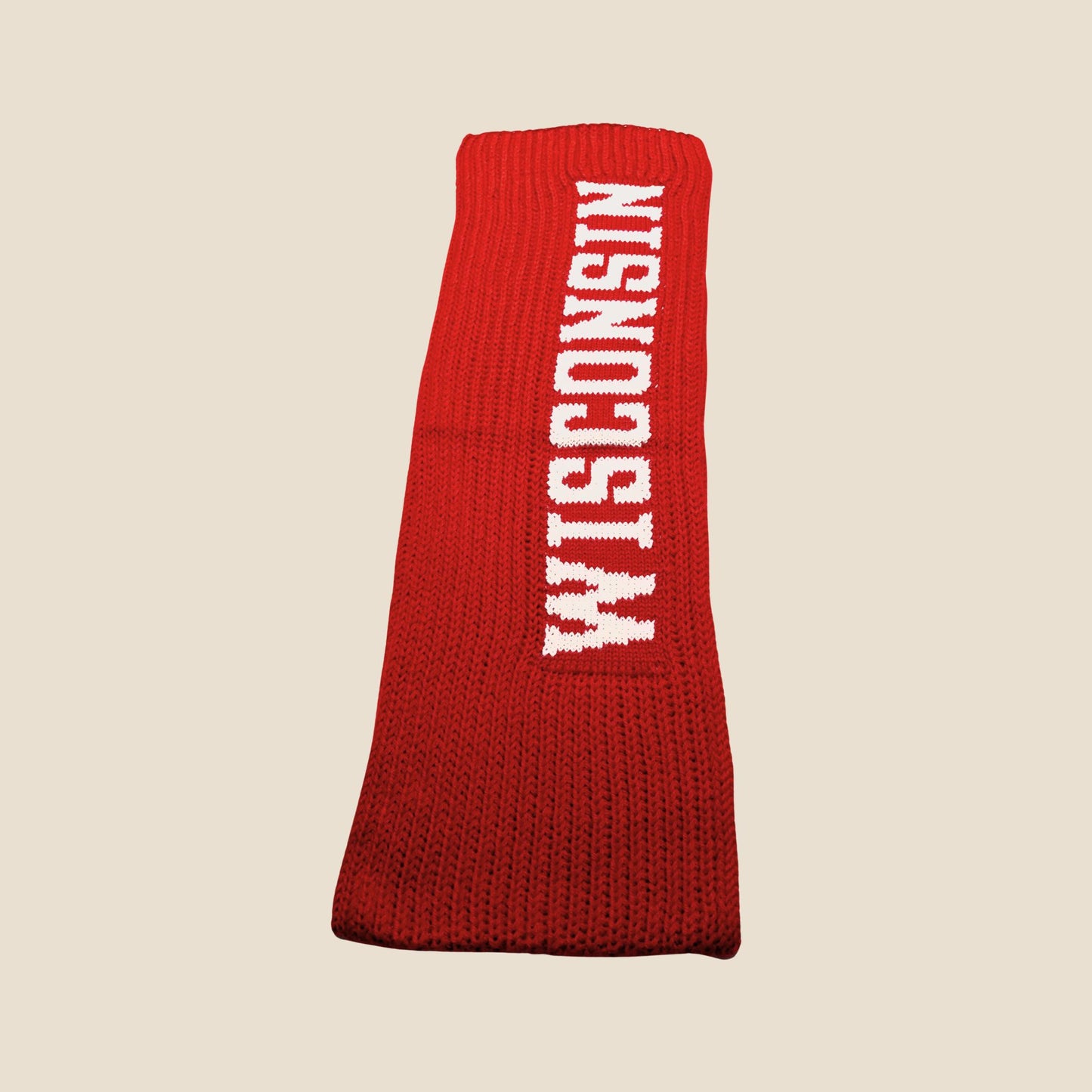 Alpaca Knitted Wisconsin Scarf - Red & White