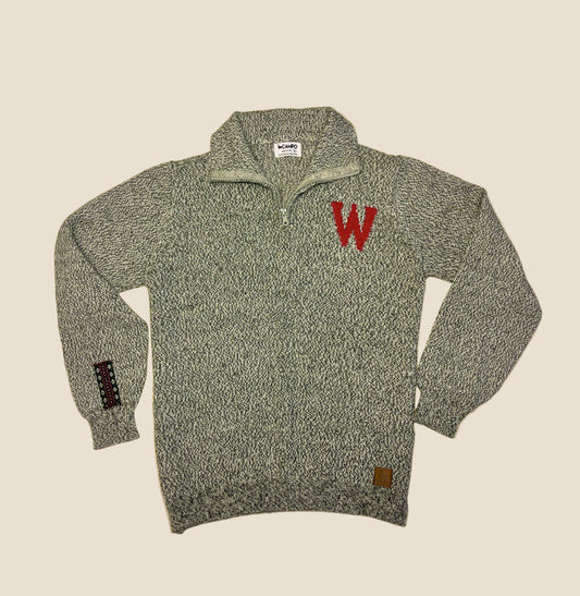 Quarter Zip Wisconsin W - Salt Pepper Sweater