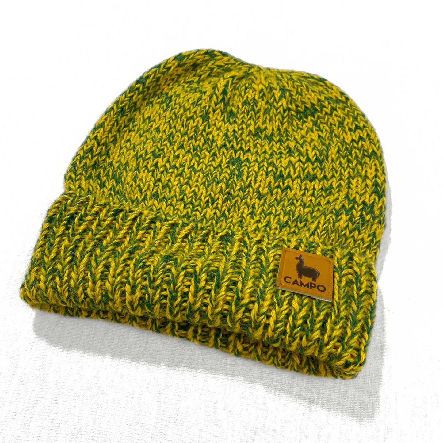 Alpaca Beanie - Green & Yellow