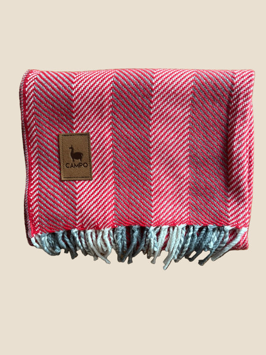 Red Handwoven striped alpaca throw blanket by Campo Alpaca – Carlos collection with cozy, lightweight texture