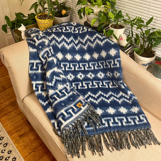 Brushed Alpaca Geometric Blanket
