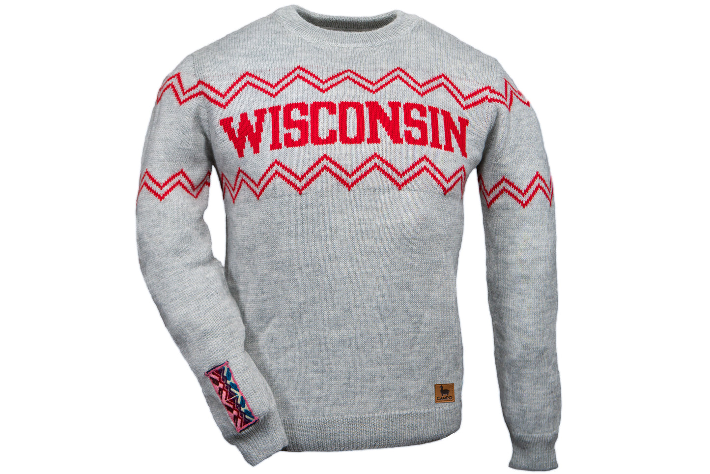 Wisconsin Crew Neck Alpaca Sweater - Light Gray