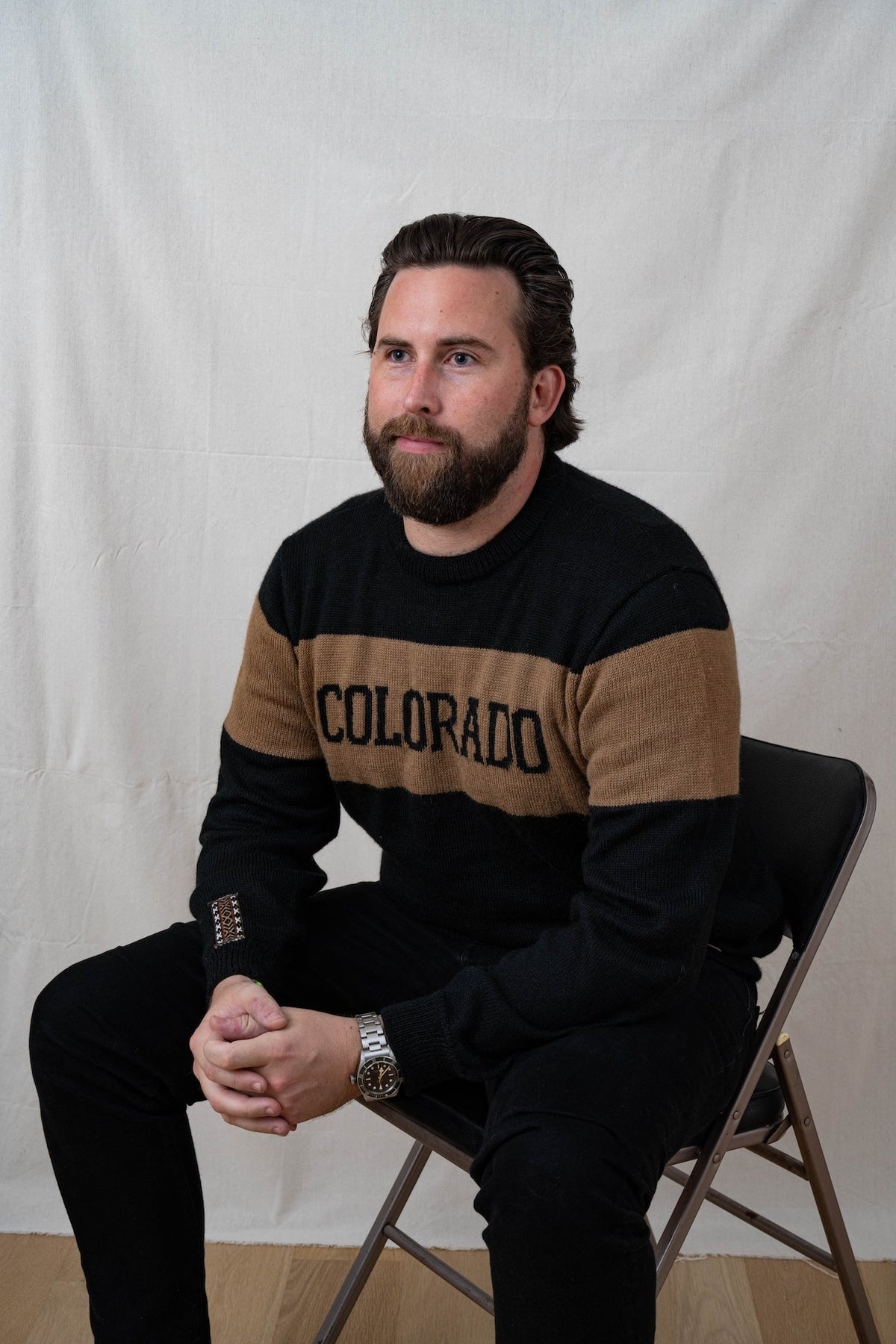 Colorado Varsity Alpaca Sweater - Black & Tan