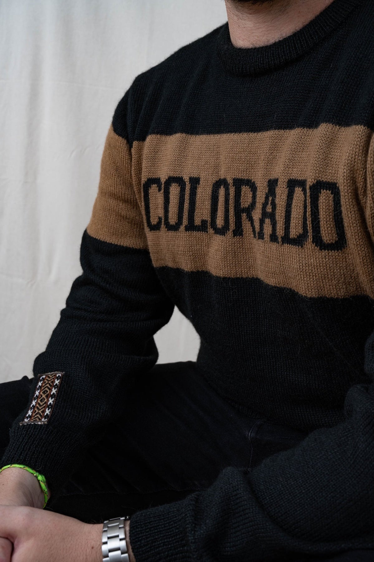 Colorado Varsity Alpaca Sweater - Black & Tan