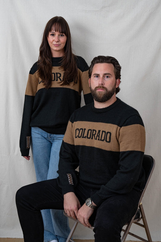 Colorado Varsity Alpaca Sweater - Black & Tan