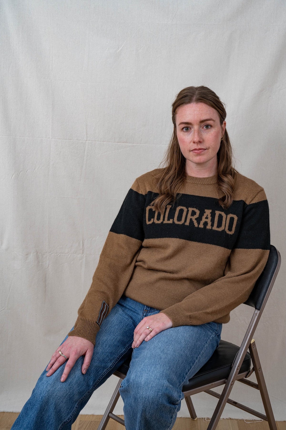 Colorado Varsity Alpaca Sweater - Tan & Black