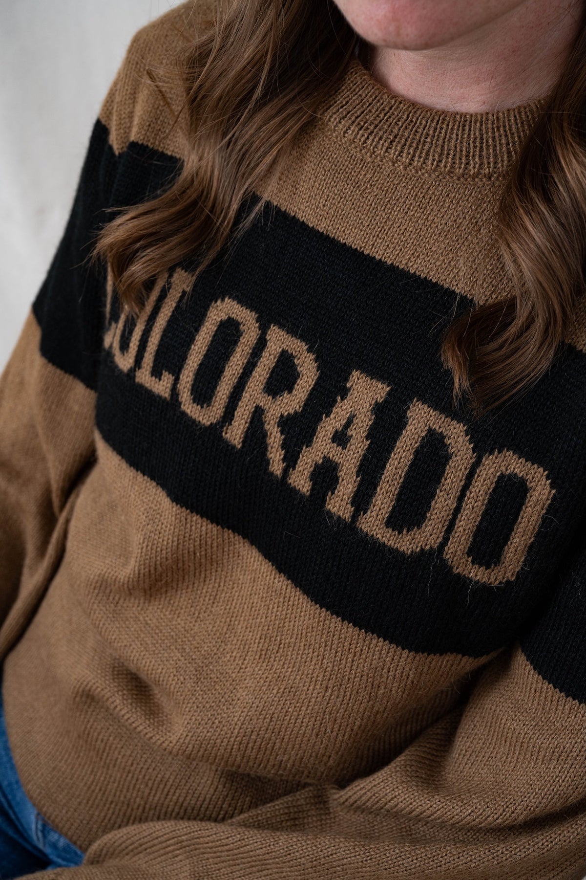 Colorado Varsity Alpaca Sweater - Tan & Black