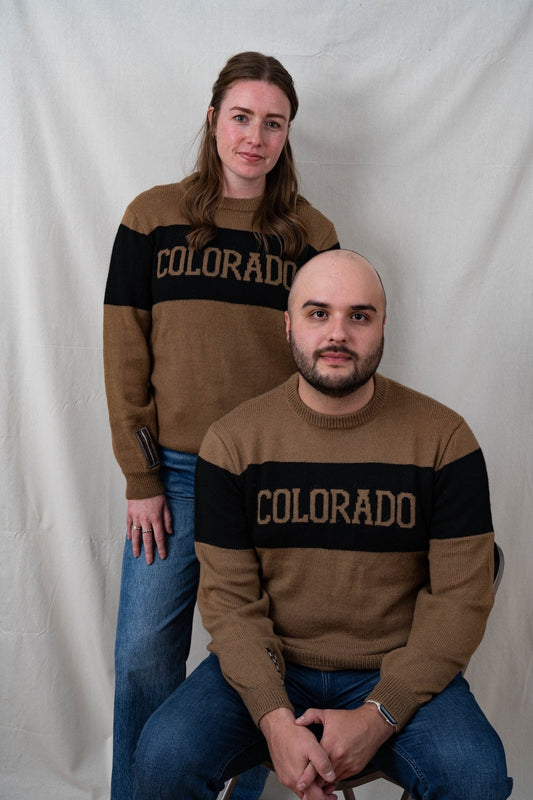 Colorado Varsity Alpaca Sweater - Tan & Black