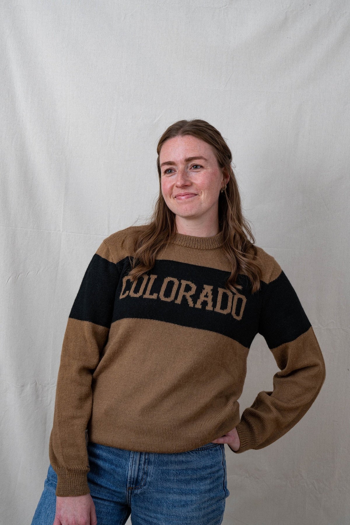 Colorado Varsity Alpaca Sweater - Tan & Black