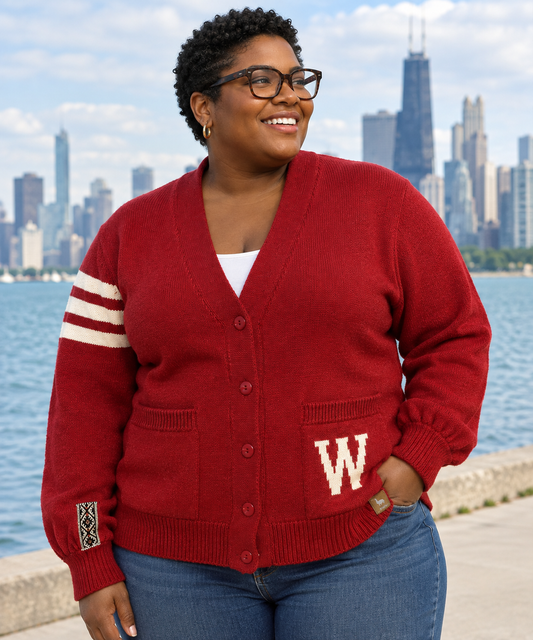 Wisconsin W Button Up Cardigan NEW