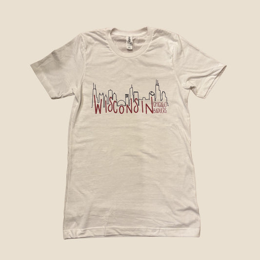 White Wisconsin Chicago Badgers T-Shirt by Campo Alpaca made from soft, breathable cotton with bold Chicago Badgers graphic