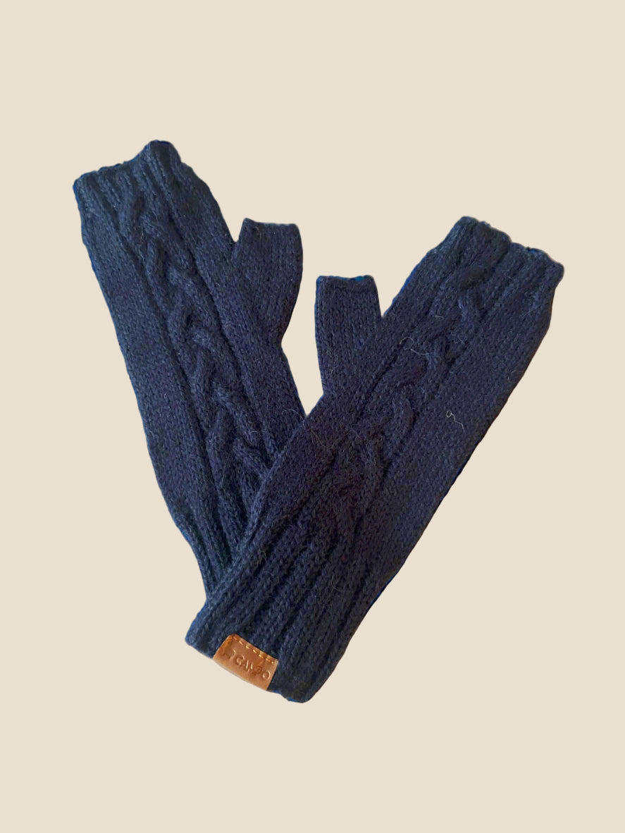 Alpaca Mittens Fingerless - Cable Knit
