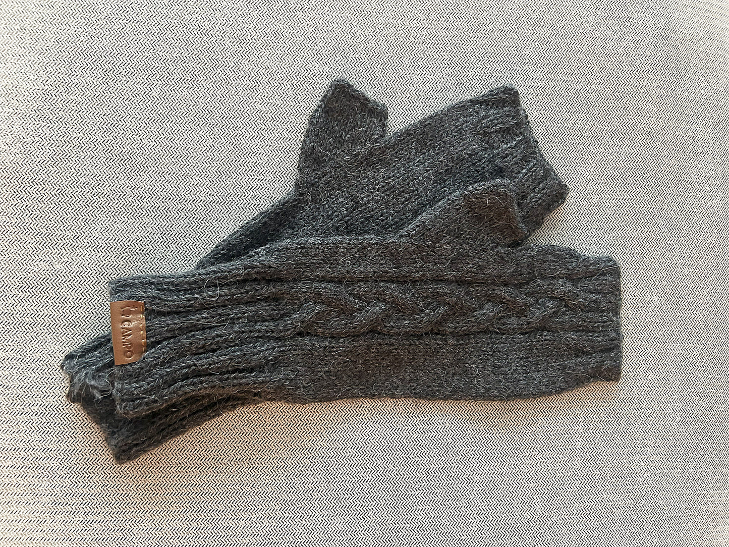 Alpaca Mittens Fingerless - Cable Knit