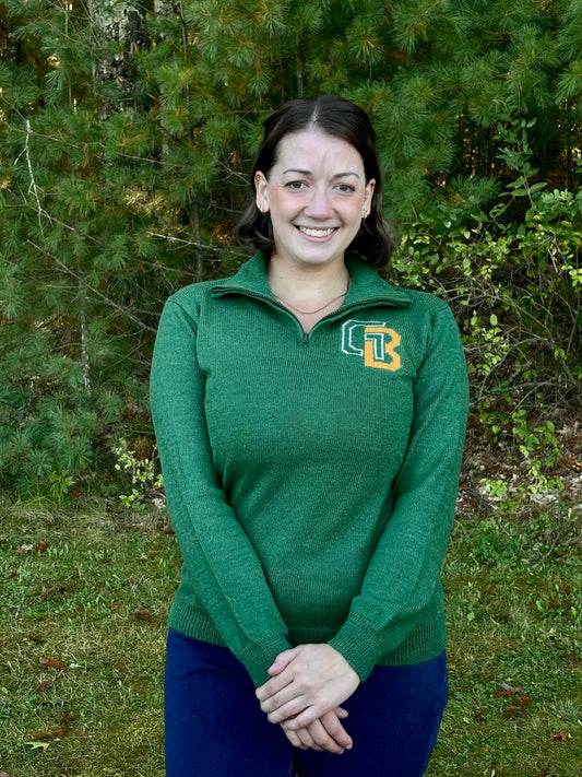 Green Bay Quarter Zip-Up Alpaca Sweater - Vintage