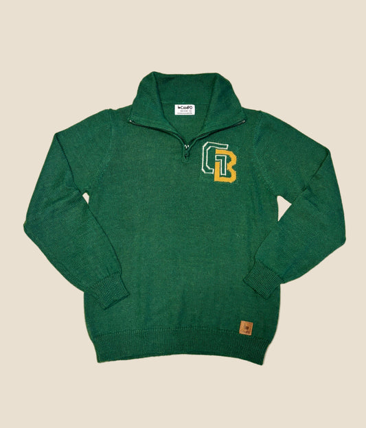 Green Bay Icon Quarter Zip Green Sweater