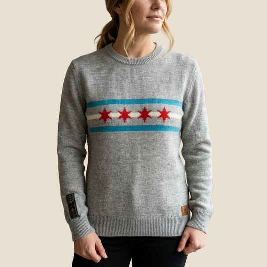 Chicago Flag Alpaca Crew Neck Sweater