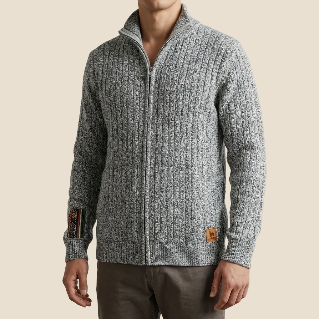 Ribbed Full Zip Alpaca Cardigan - Mock Neck – Campo Alpaca