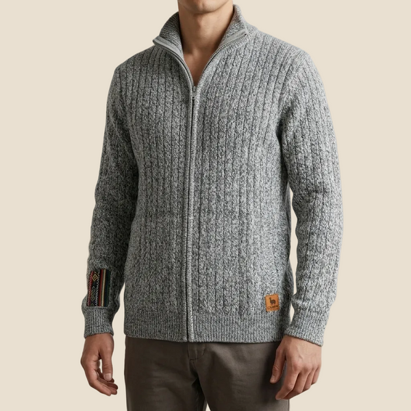 Ribbed Full Zip Alpaca Cardigan - Mock Neck – Campo Alpaca