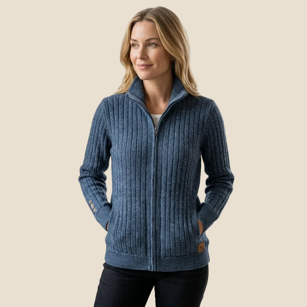 Ribbed Full Zip Alpaca Cardigan - Mock Neck – Campo Alpaca