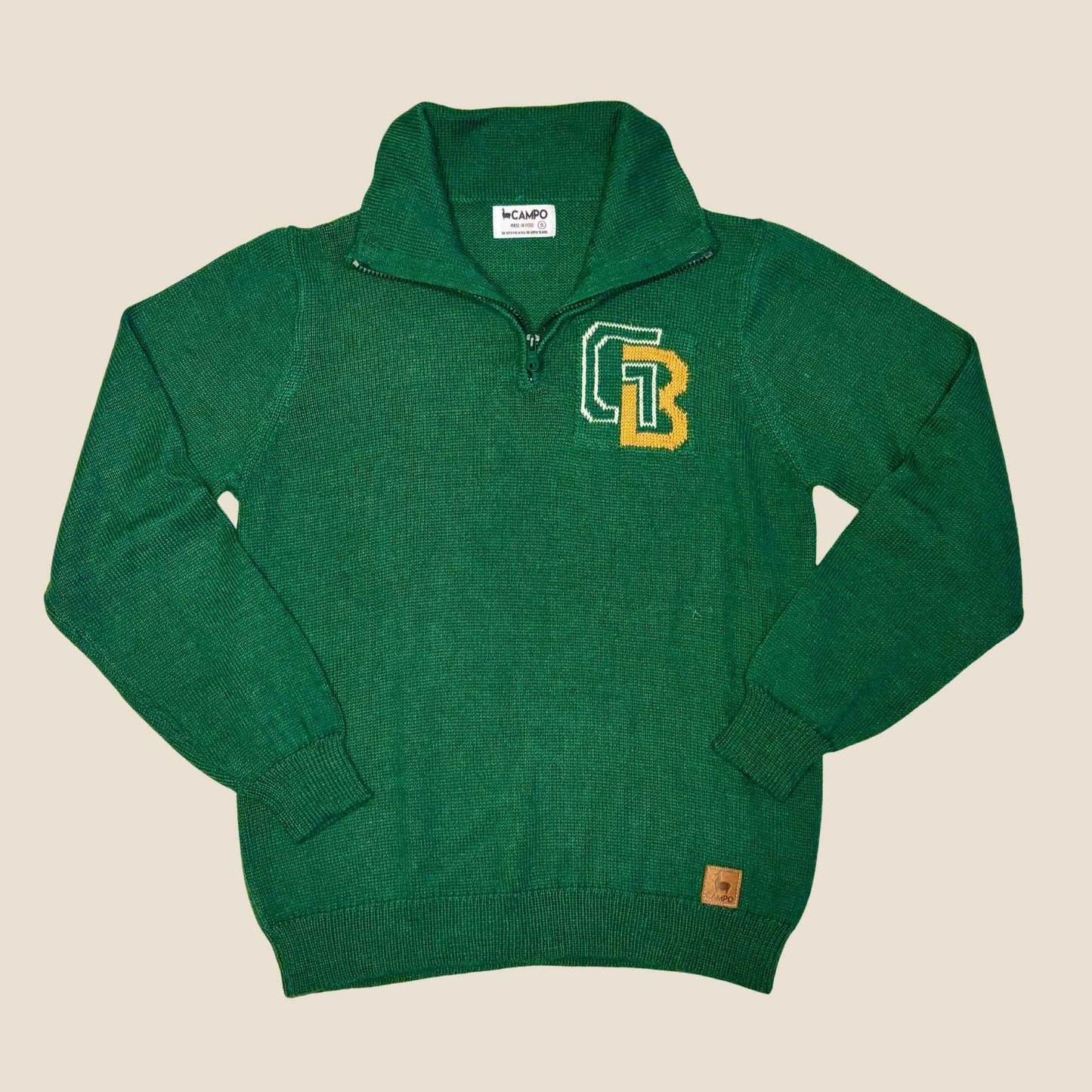 Green Bay Quarter Zip-Up Alpaca Sweater - Vintage Main Image