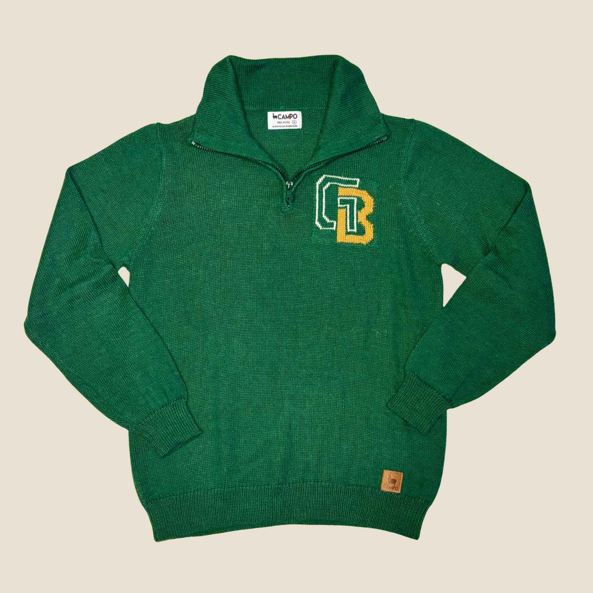 Green Bay Quarter Zip-Up Alpaca Sweater - Vintage Main Image