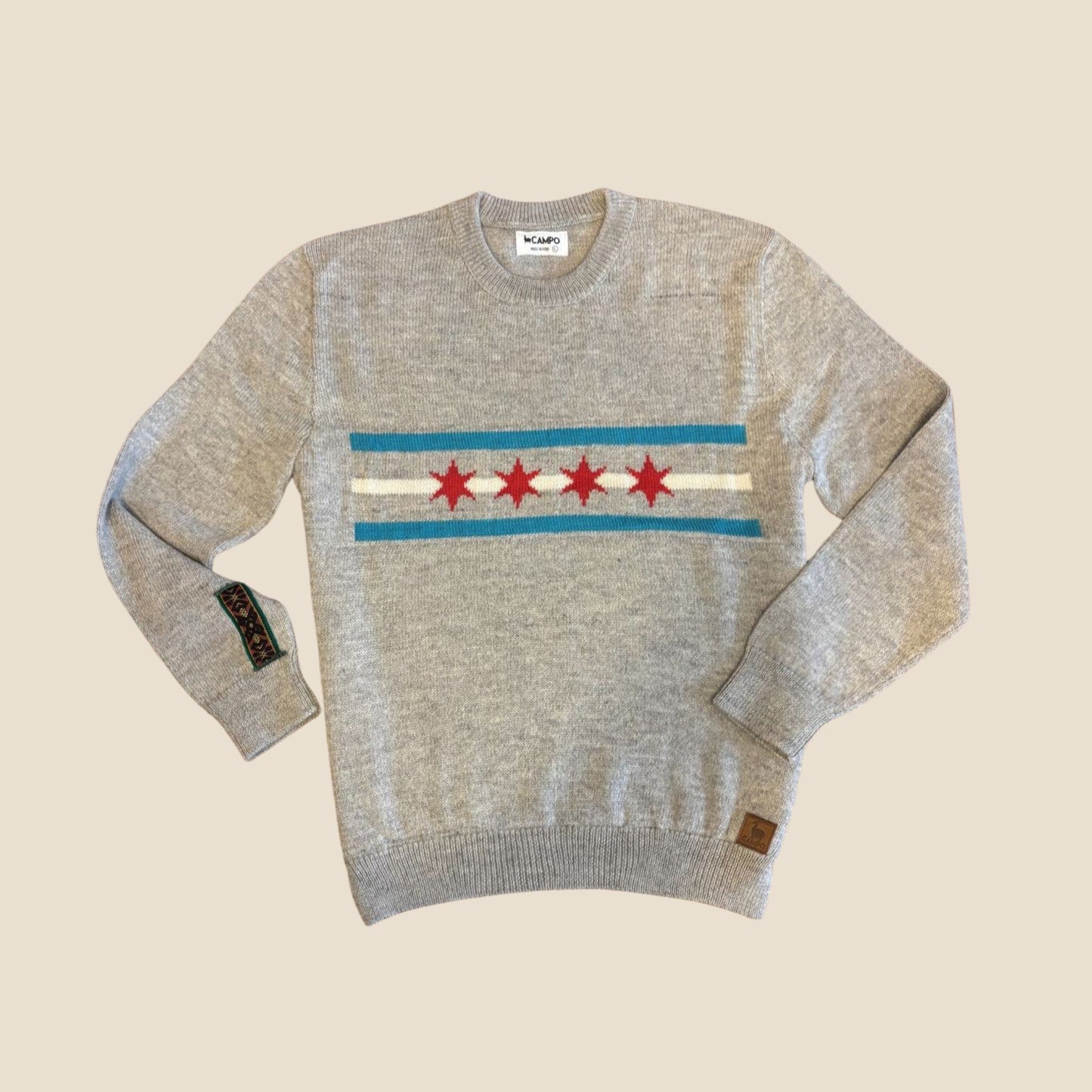 Chicago Flag Alpaca Crew Neck Sweater