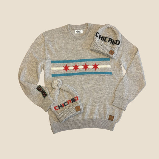 Chicago Flag Alpaca Crew Neck Sweater