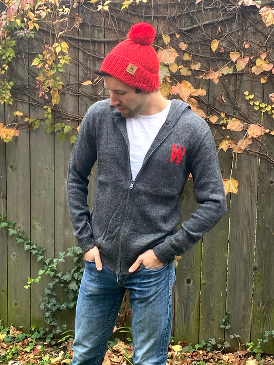 Wisconsin Alpaca Zip-Up Hoodie - Dark Gray