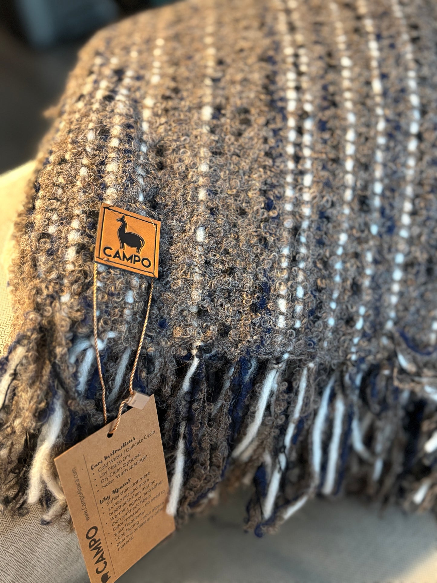 Shawl Scalloped 89 Percent Boucle Handwoven