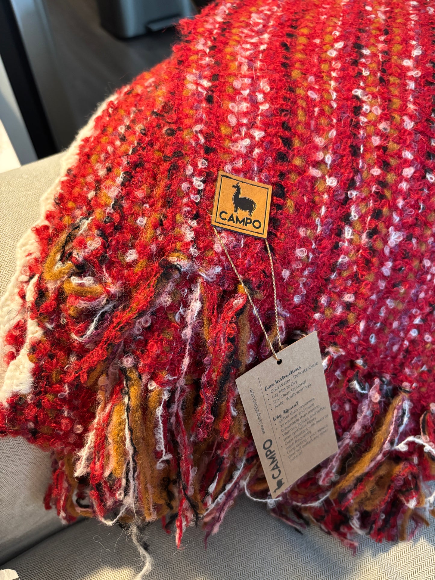 Shawl Scalloped 89 Percent Boucle Handwoven