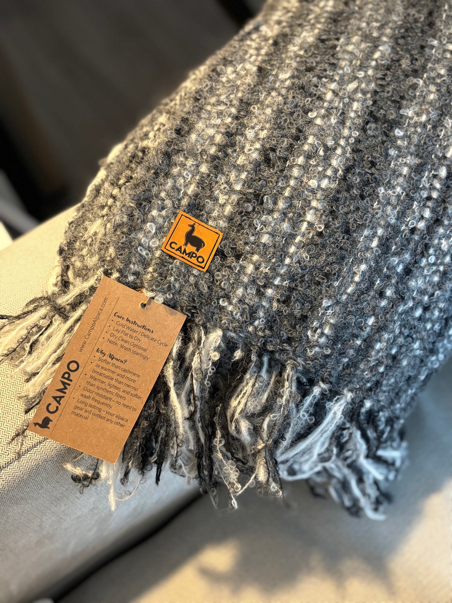 Shawl Scalloped 89 Percent Boucle Handwoven