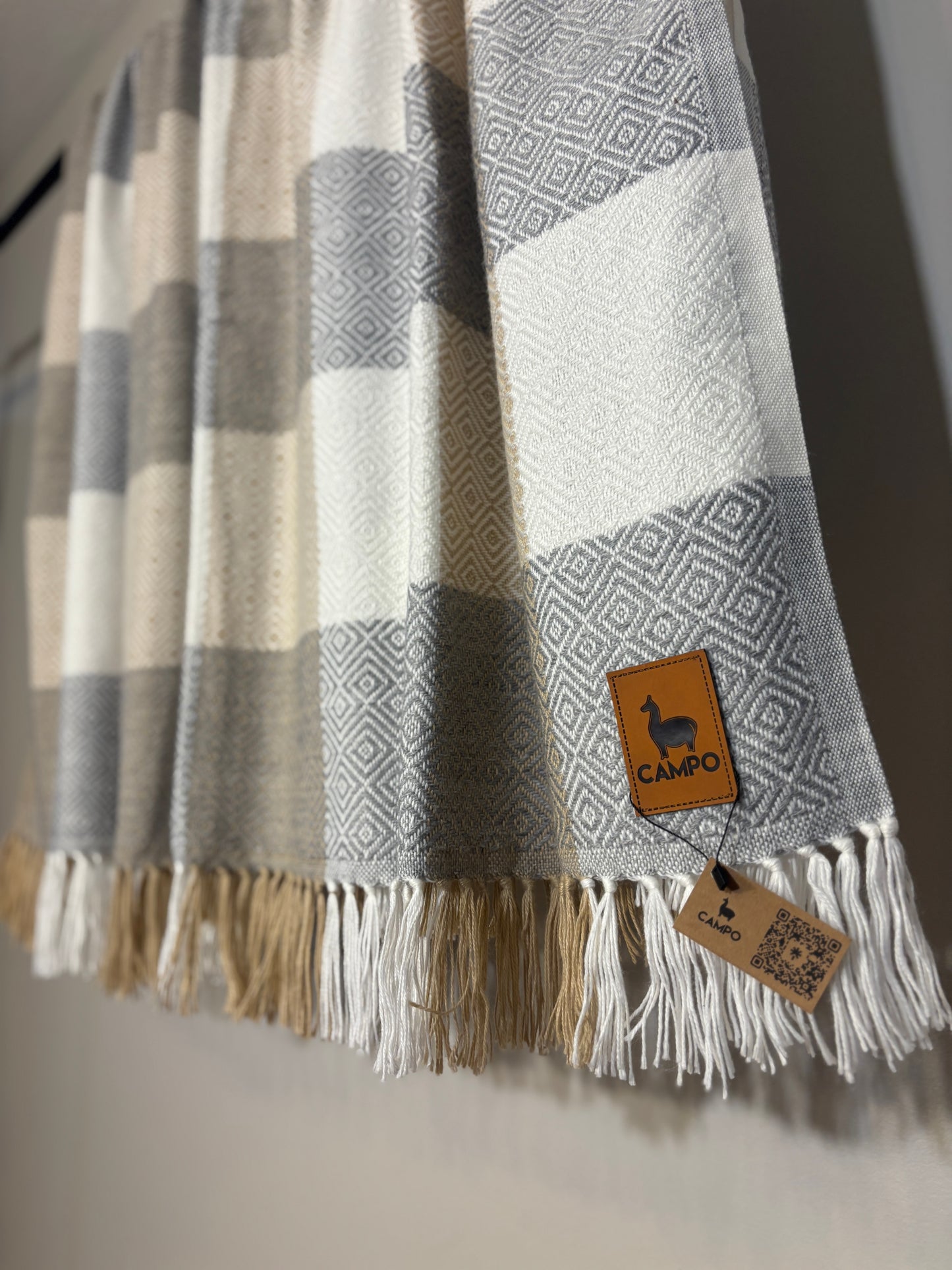 Checkered Alpaca Throw Blanket - Percy - WS