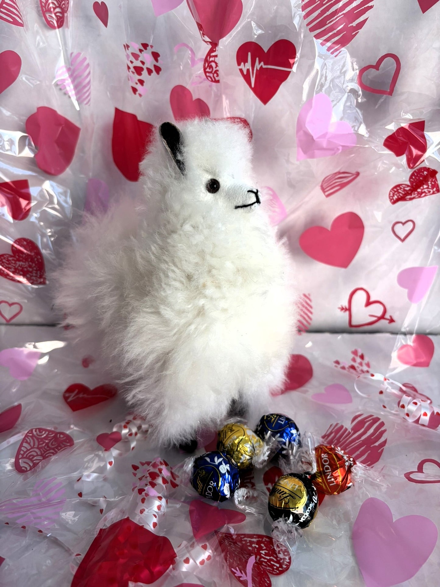 Valentine's Large Alpaca Fluffy + Chocolates Gift Bag