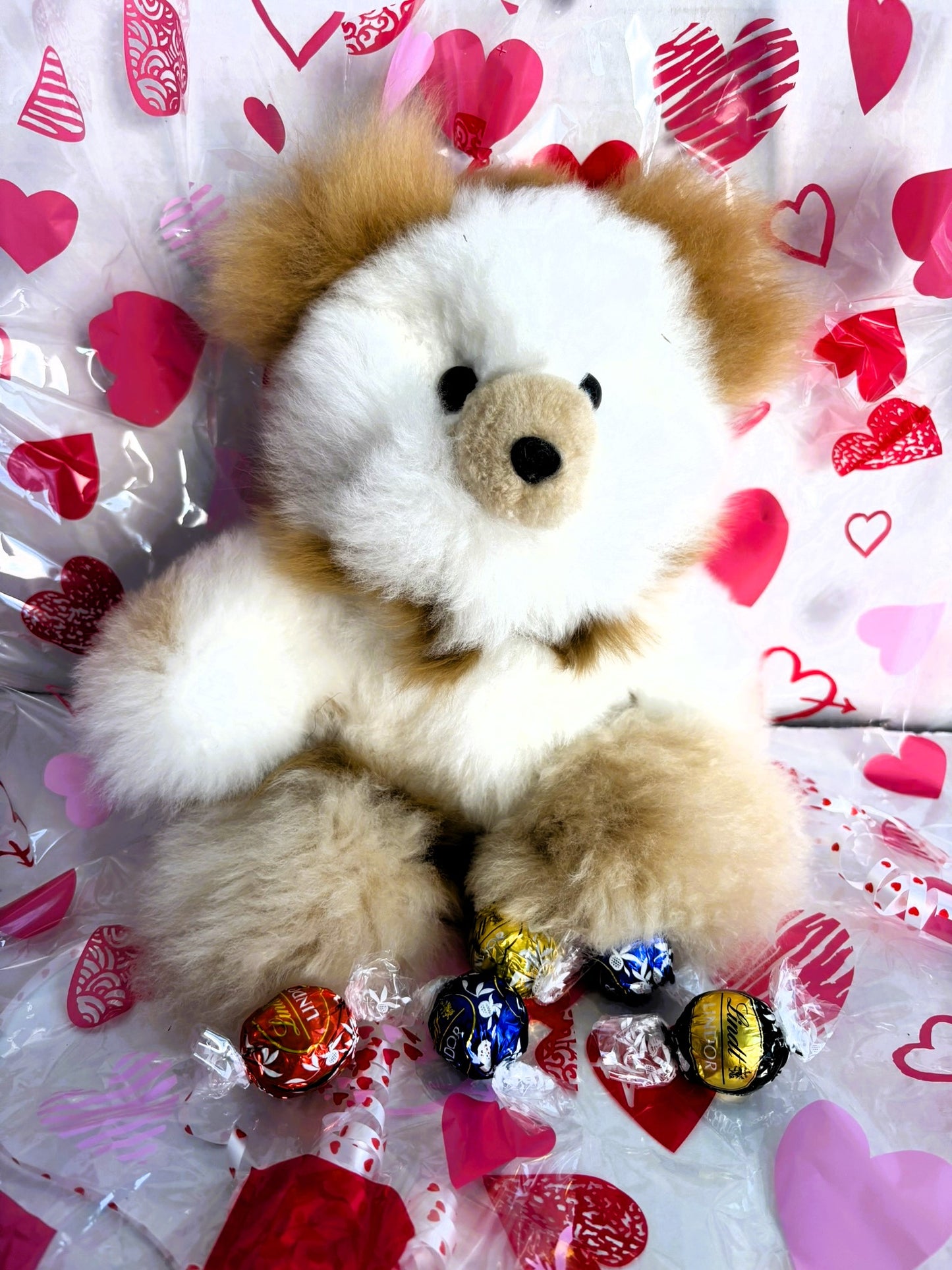 Valentine's Teddy Bear + Chocolate Gift Bag