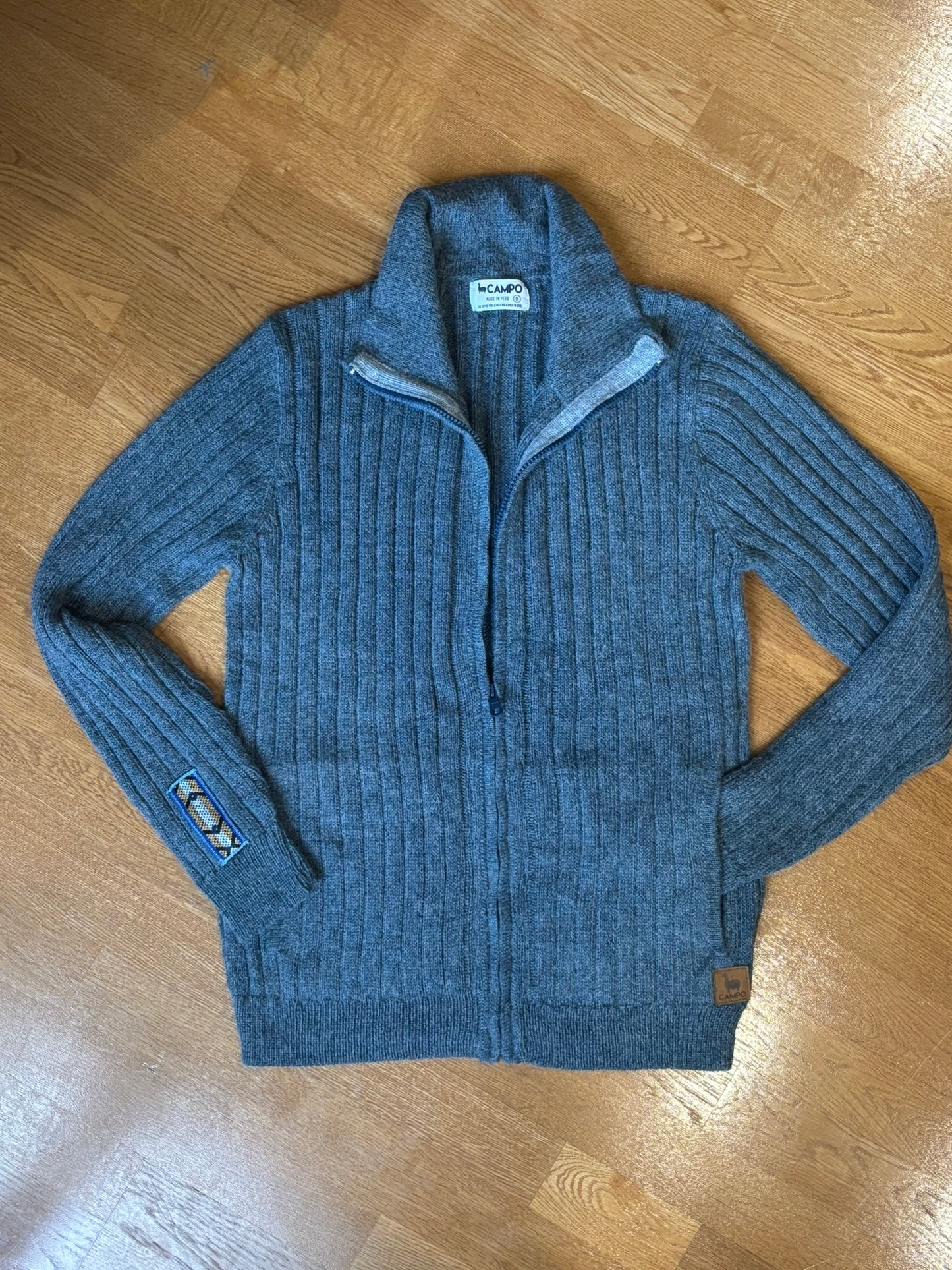 Ribbed Full Zip Alpaca Cardigan - Mock Neck