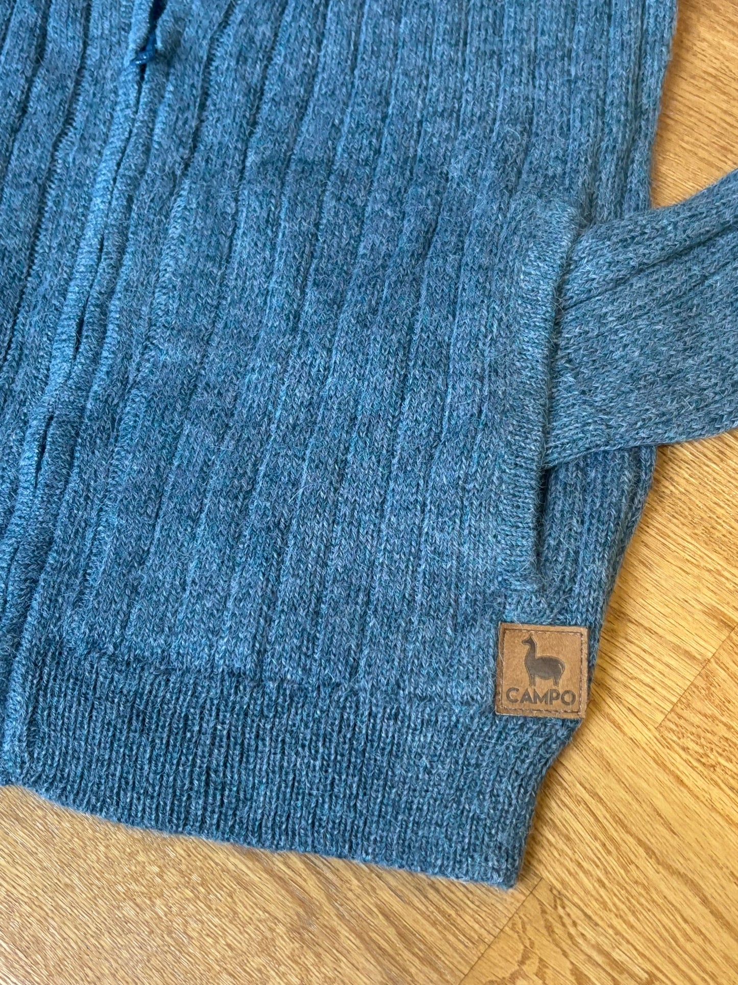 Ribbed Full Zip Alpaca Cardigan - Mock Neck