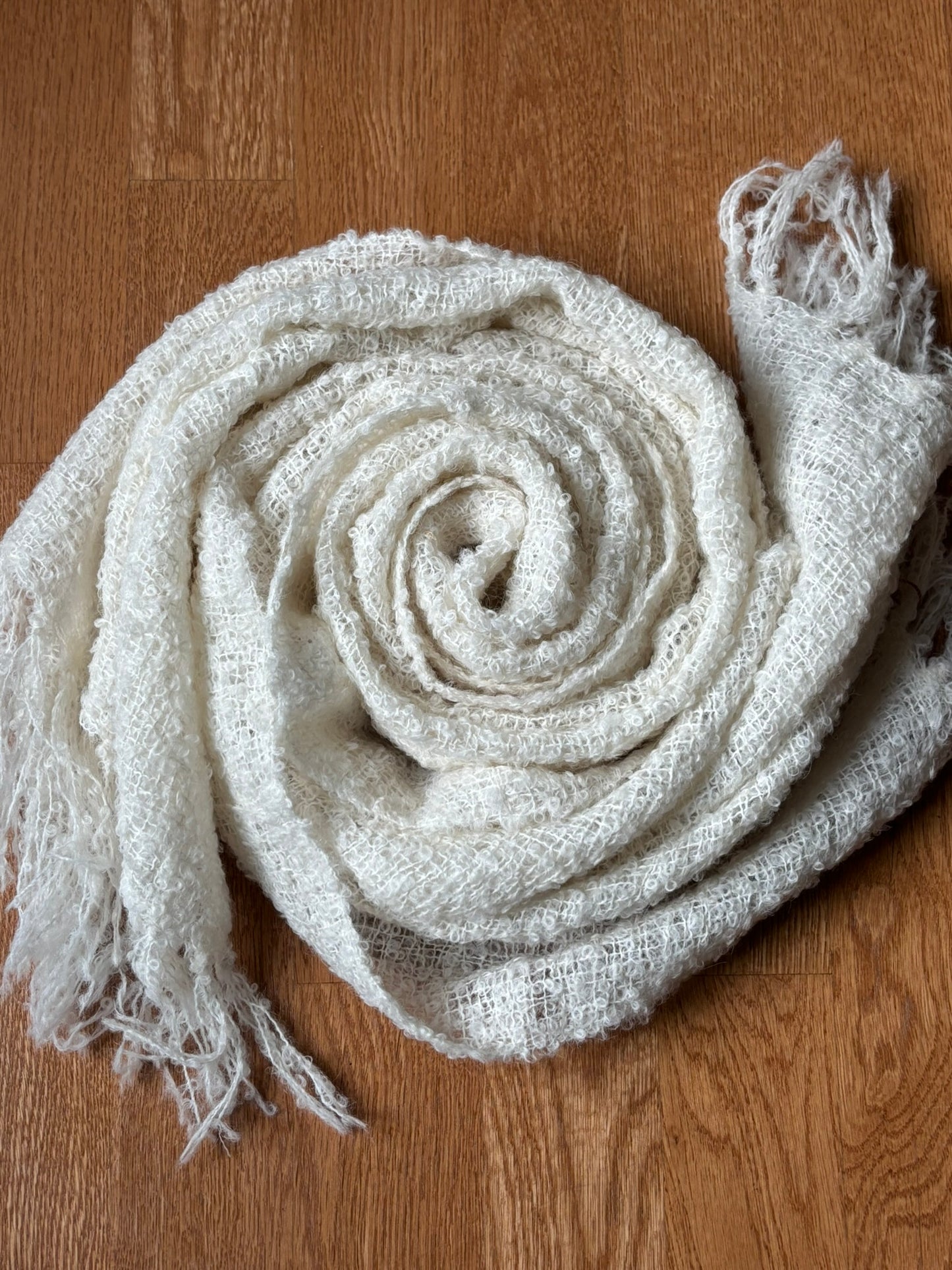 Baby Alpaca Hand Woven Boucle Blanket Scarf