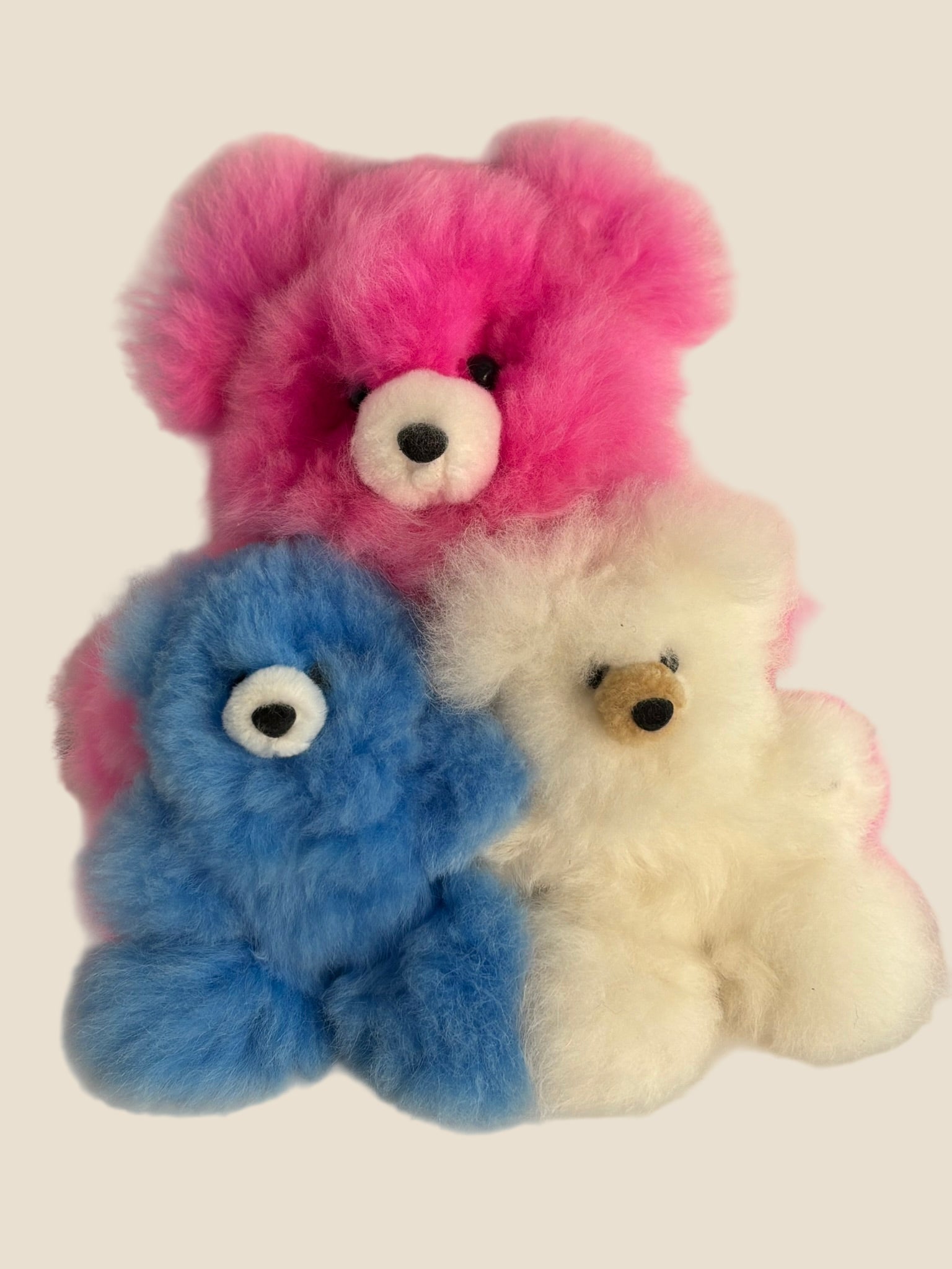 Alpaca Teddy Bears Pink Blue and White